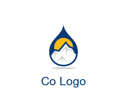 mountain and sun in droplet travel logo