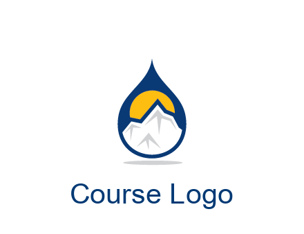 mountain and sun in droplet travel logo