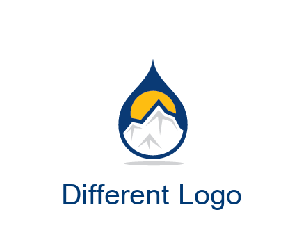 mountain and sun in droplet travel logo