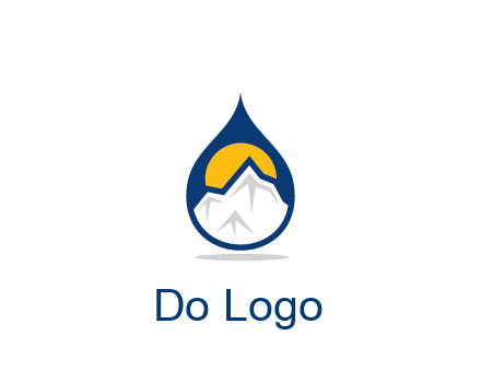 mountain and sun in droplet travel logo