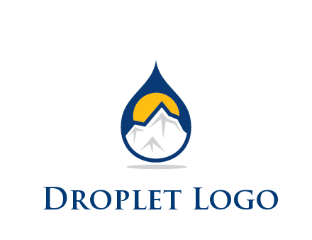 mountain and sun in droplet travel logo