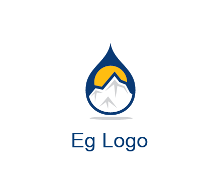 mountain and sun in droplet travel logo