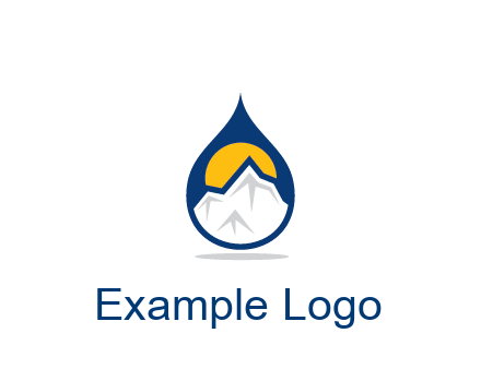 mountain and sun in droplet travel logo