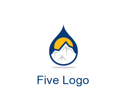 mountain and sun in droplet travel logo