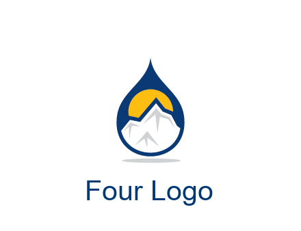 mountain and sun in droplet travel logo