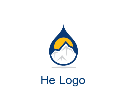 mountain and sun in droplet travel logo