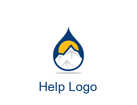 mountain and sun in droplet travel logo