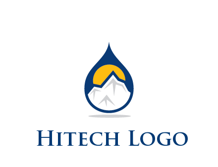 mountain and sun in droplet travel logo