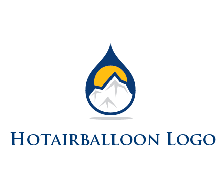 mountain and sun in droplet travel logo