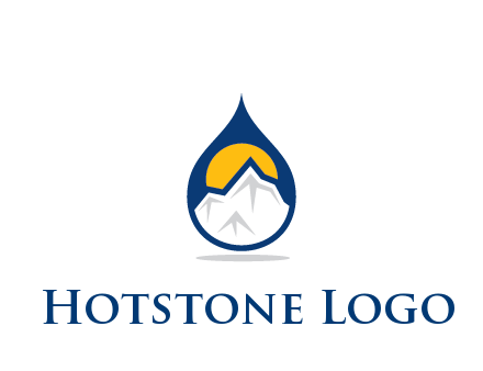 mountain and sun in droplet travel logo