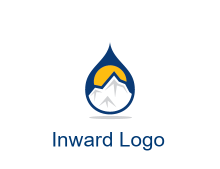 mountain and sun in droplet travel logo