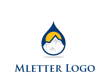 mountain and sun in droplet travel logo