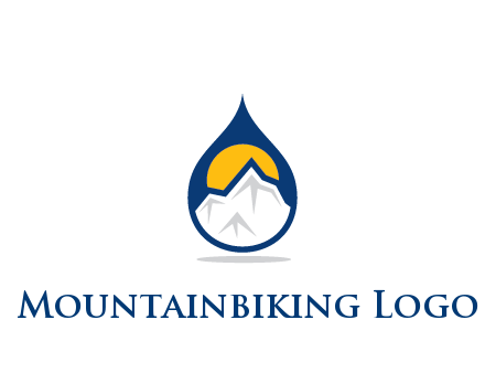 mountain and sun in droplet travel logo