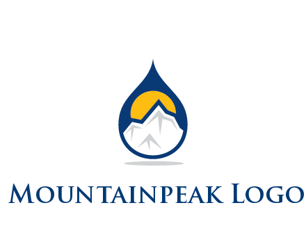 mountain and sun in droplet travel logo