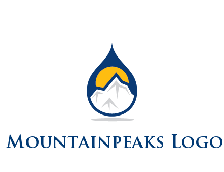 mountain and sun in droplet travel logo