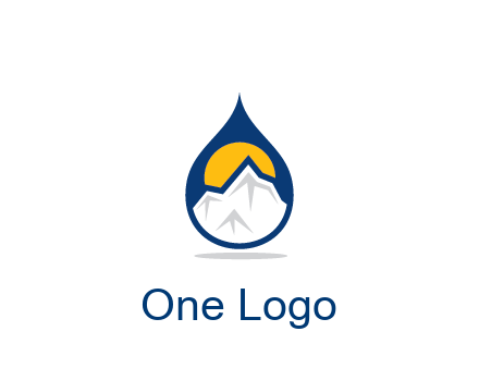 mountain and sun in droplet travel logo