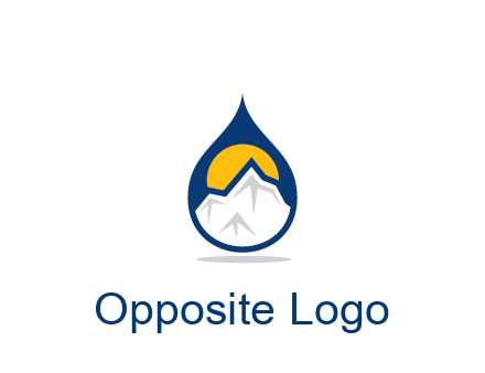 mountain and sun in droplet travel logo