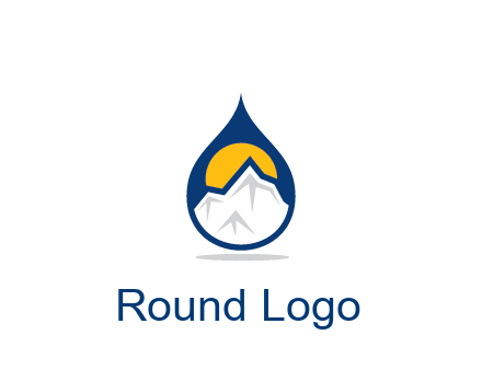 mountain and sun in droplet travel logo