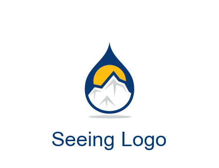 mountain and sun in droplet travel logo