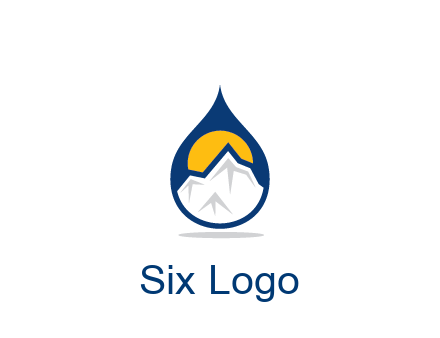mountain and sun in droplet travel logo