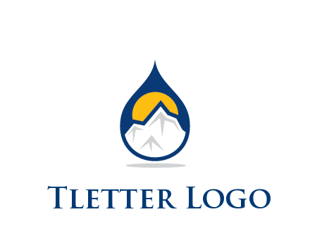 mountain and sun in droplet travel logo
