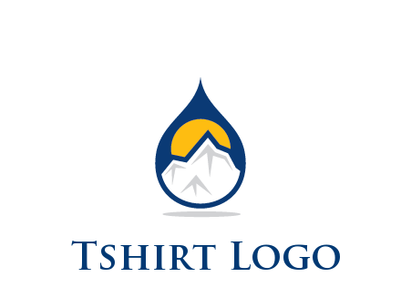 mountain and sun in droplet travel logo