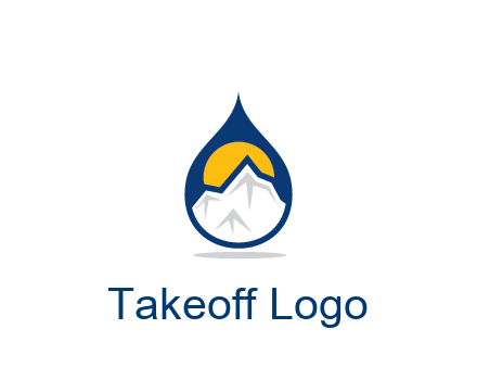 mountain and sun in droplet travel logo