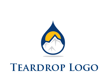 mountain and sun in droplet travel logo