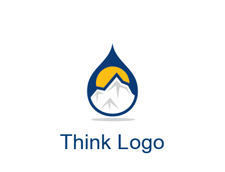mountain and sun in droplet travel logo
