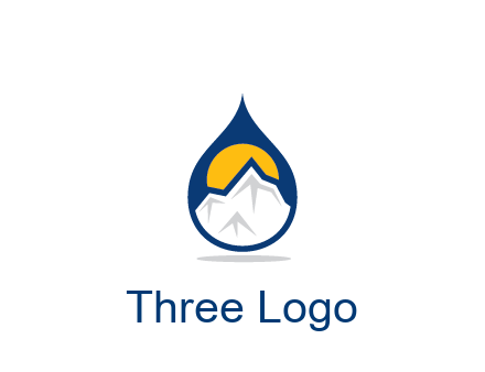 mountain and sun in droplet travel logo
