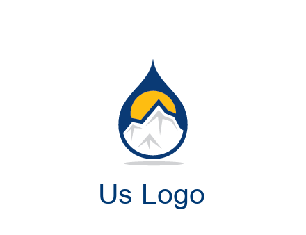 mountain and sun in droplet travel logo