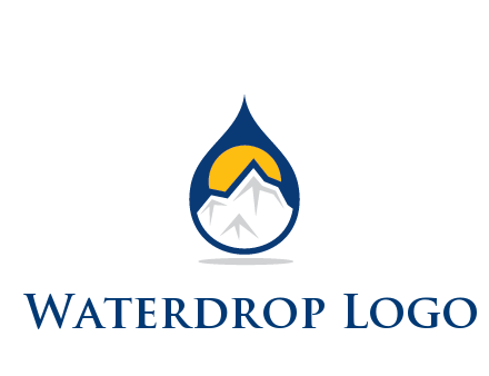 mountain and sun in droplet travel logo