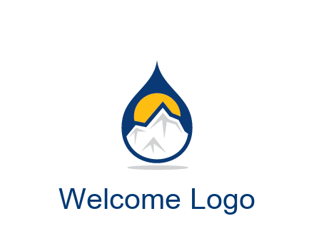 mountain and sun in droplet travel logo