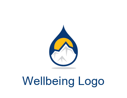 mountain and sun in droplet travel logo