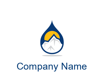 mountain and sun in droplet travel logo
