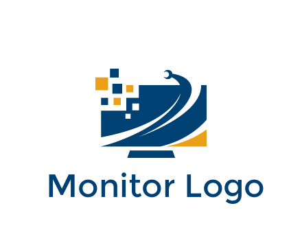 monitor with pixels and wrench information technology logo