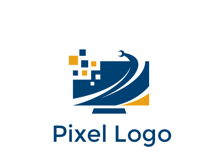 monitor with pixels and wrench information technology logo