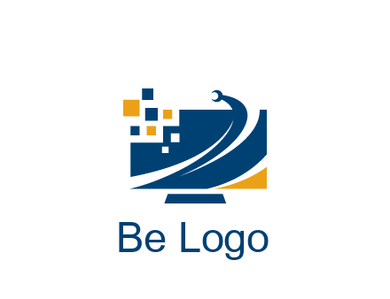 monitor with pixels and wrench information technology logo