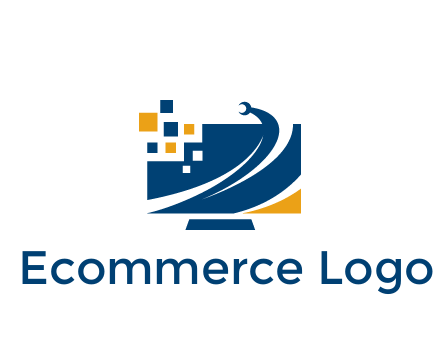 monitor with pixels and wrench information technology logo