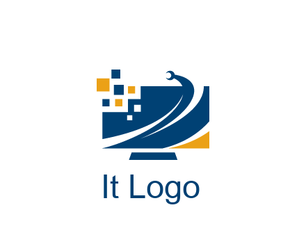 monitor with pixels and wrench information technology logo