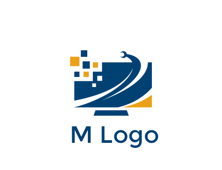 monitor with pixels and wrench information technology logo