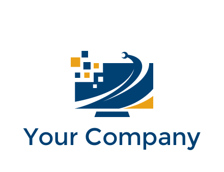 monitor with pixels and wrench information technology logo