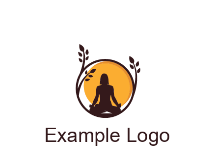meditating man and sun in circle with vines spa logo