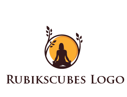 meditating man and sun in circle with vines spa logo