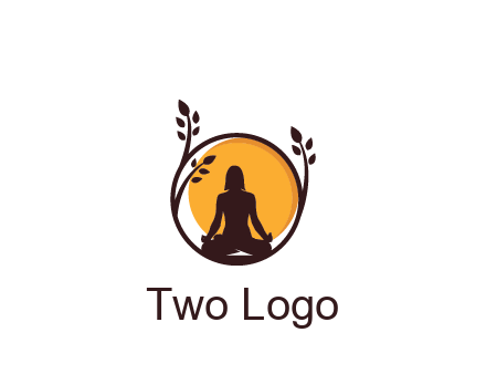 meditating man and sun in circle with vines spa logo
