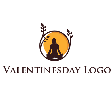 meditating man and sun in circle with vines spa logo