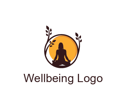 meditating man and sun in circle with vines spa logo