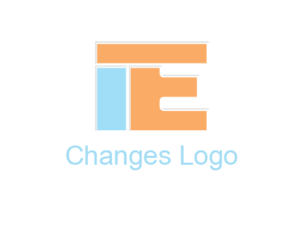 letter E with block forming letter I