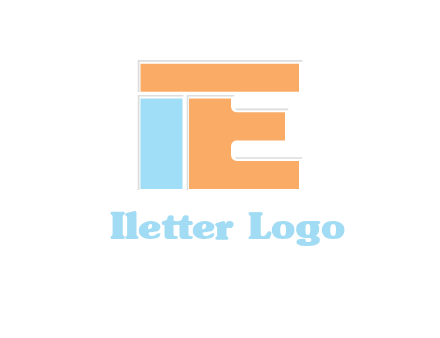 letter E with block forming letter I