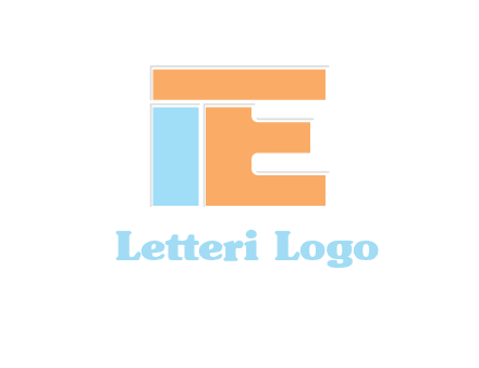 letter E with block forming letter I